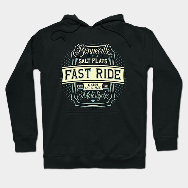 Bonneville Utah Salt Flats Fast Ride Custom Motorcycles Design Hoodie by Jarecrow 